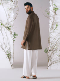 Olive Green Cotton Plain Kurta Trousers - AL-KT-3414