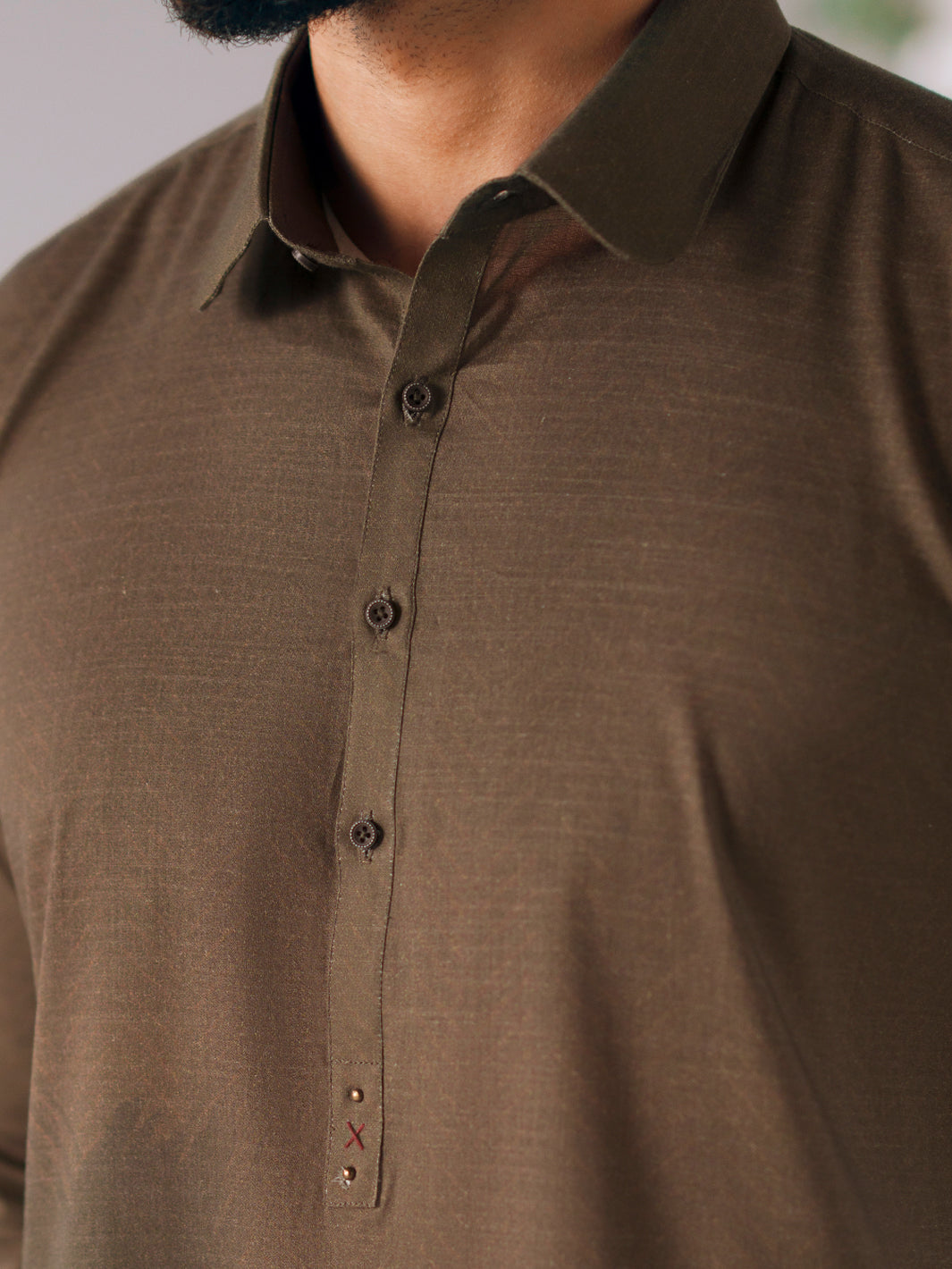 Olive Green Cotton Plain Kurta Trousers - AL-KT-3414