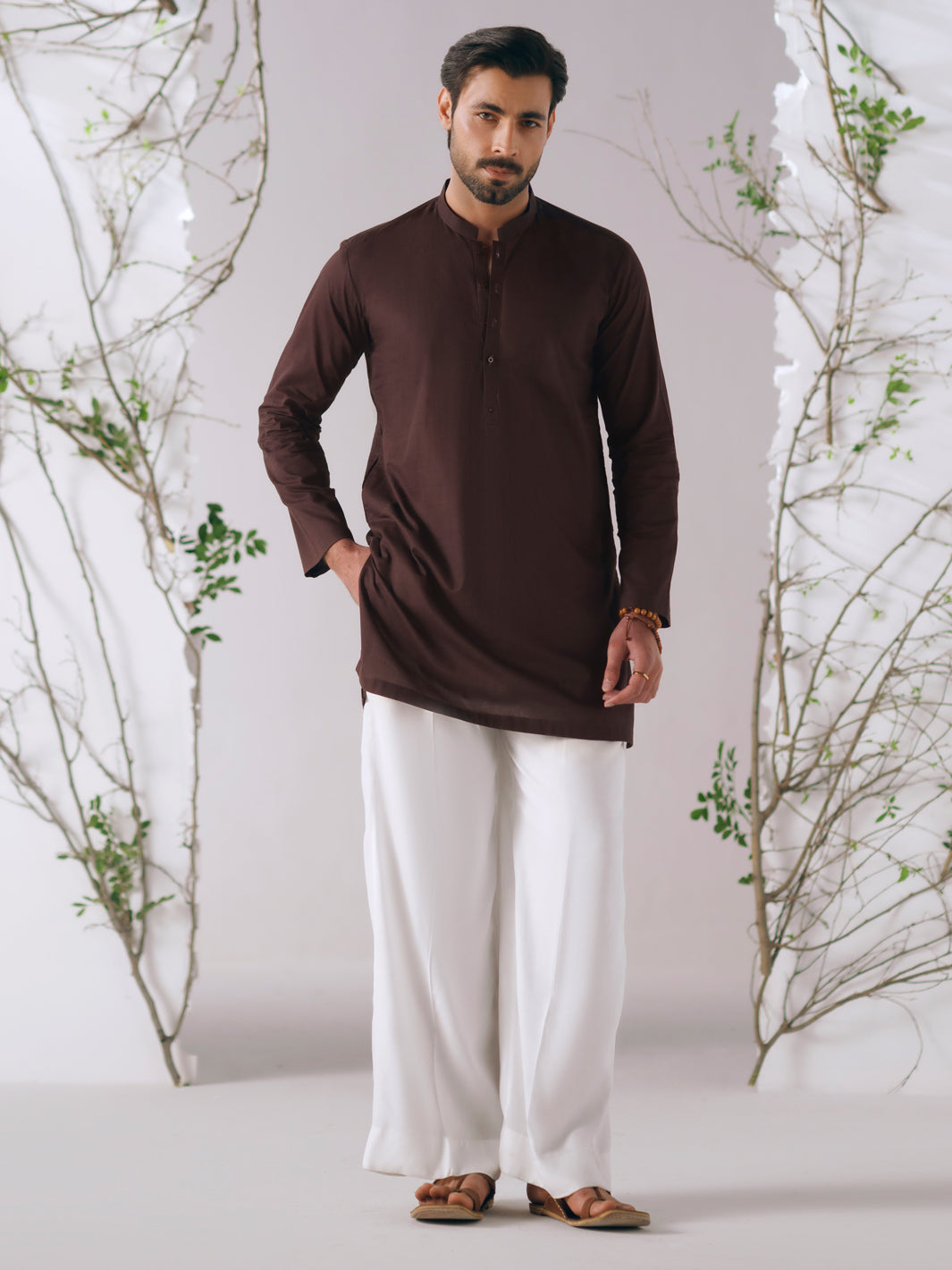 Burgundy Cotton Plain Kurta Trousers  - Men Kurta Trouser | ALMIRAH