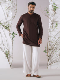 Burgundy Cotton Plain Kurta Trousers - AL-KT-3415