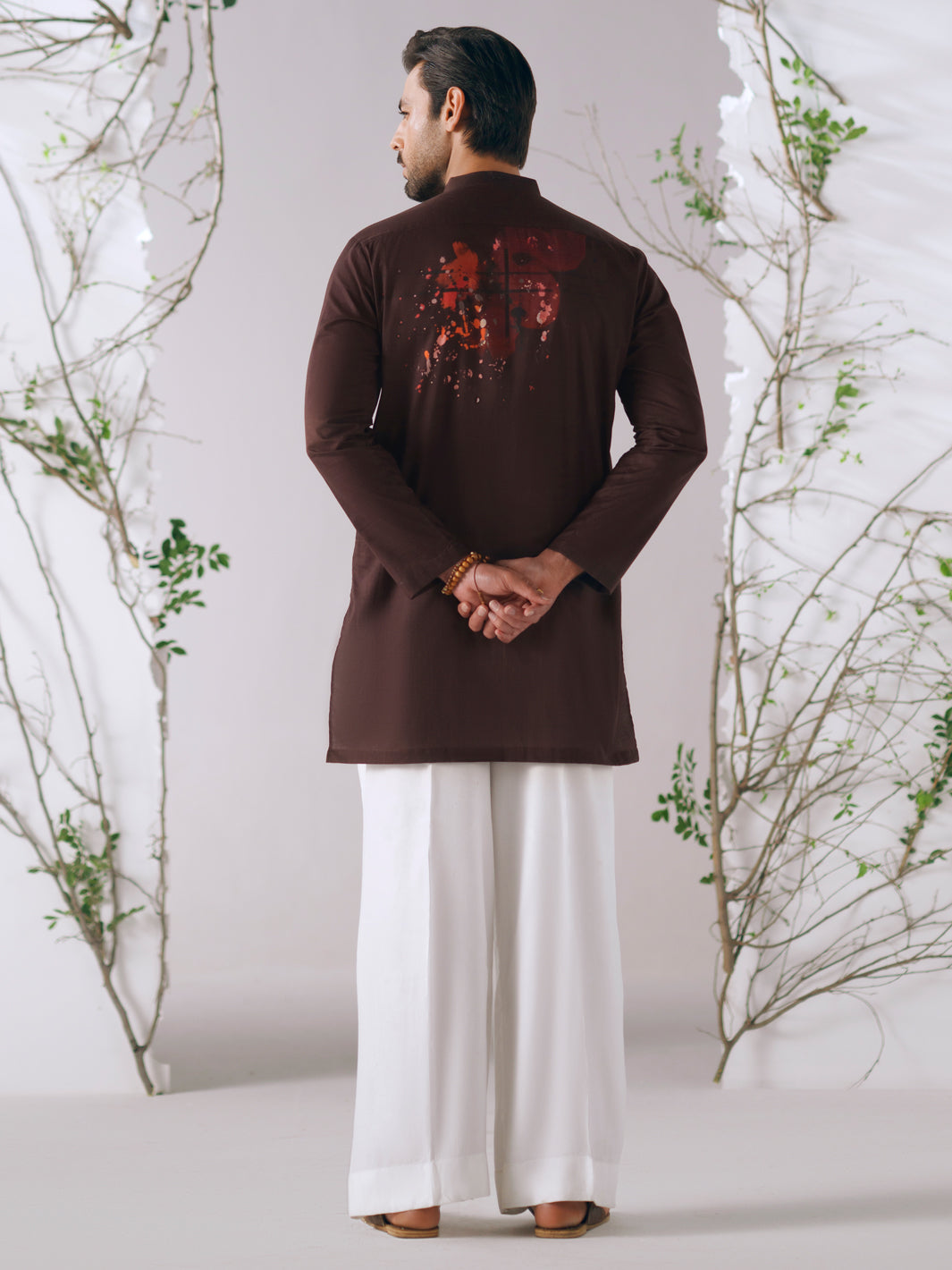 Burgundy Cotton Plain Kurta Trousers - AL-KT-3415