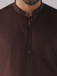 Burgundy Cotton Plain Kurta Trousers - AL-KT-3415