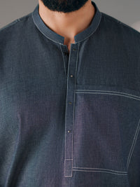 Blue Cotton Cut & Sew Kurta Trousers - AL-KT-3420