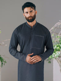 Blue Cotton Cut & Sew Kurta Trousers - AL-KT-3420