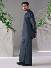 Blue Cotton Cut & Sew Kurta Trousers - AL-KT-3421