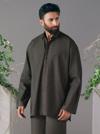 Charcoal Cotton Cut & Sew Kurta Trousers - AL-KT-3422