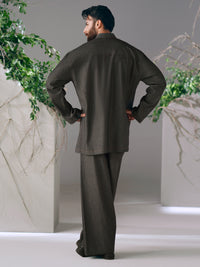 Charcoal Cotton Cut & Sew Kurta Trousers - AL-KT-3422