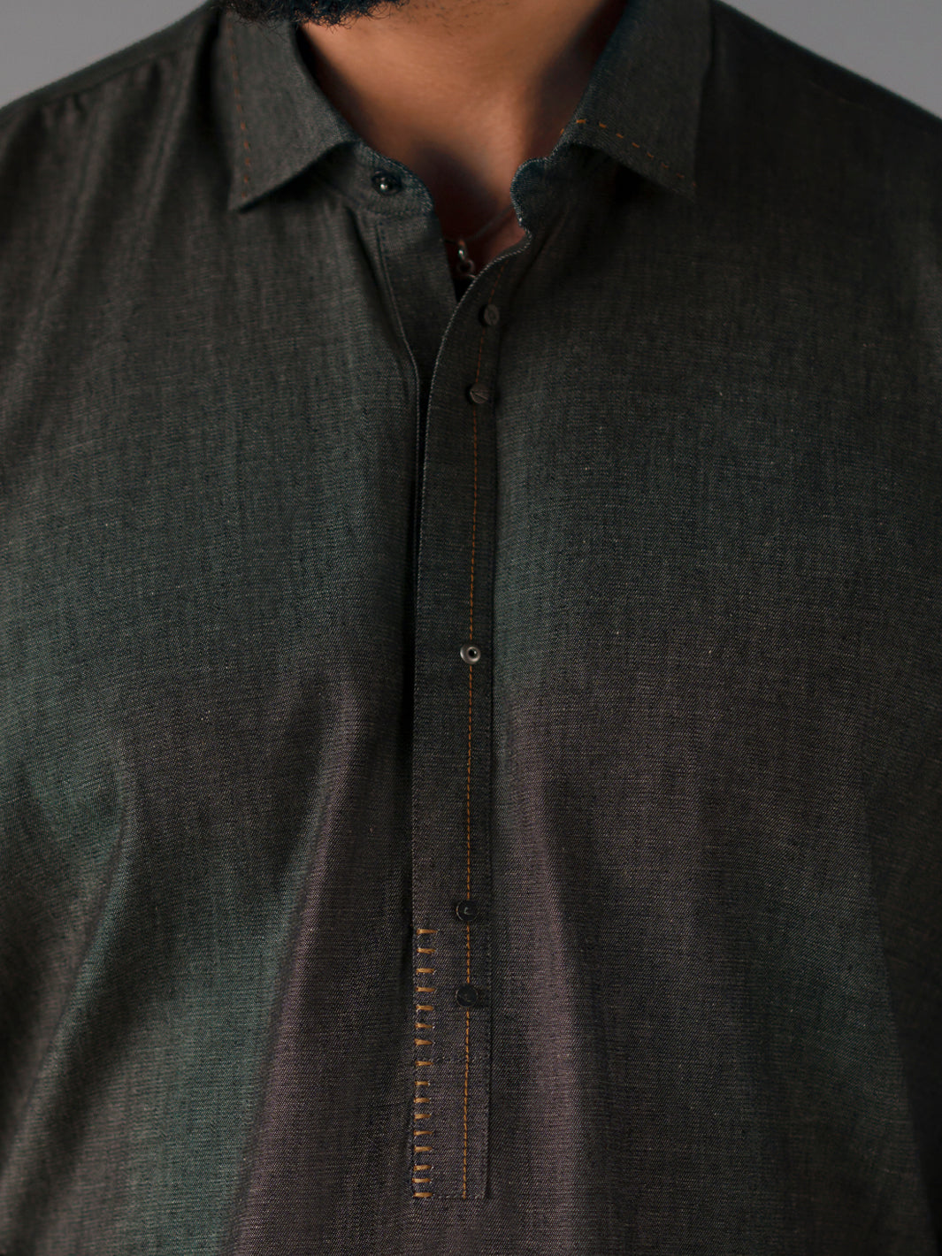Charcoal Cotton Cut & Sew Kurta Trousers - AL-KT-3422