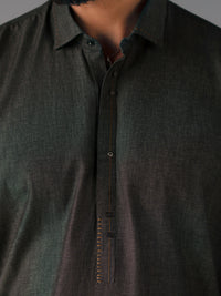 Charcoal Cotton Cut & Sew Kurta Trousers - AL-KT-3422