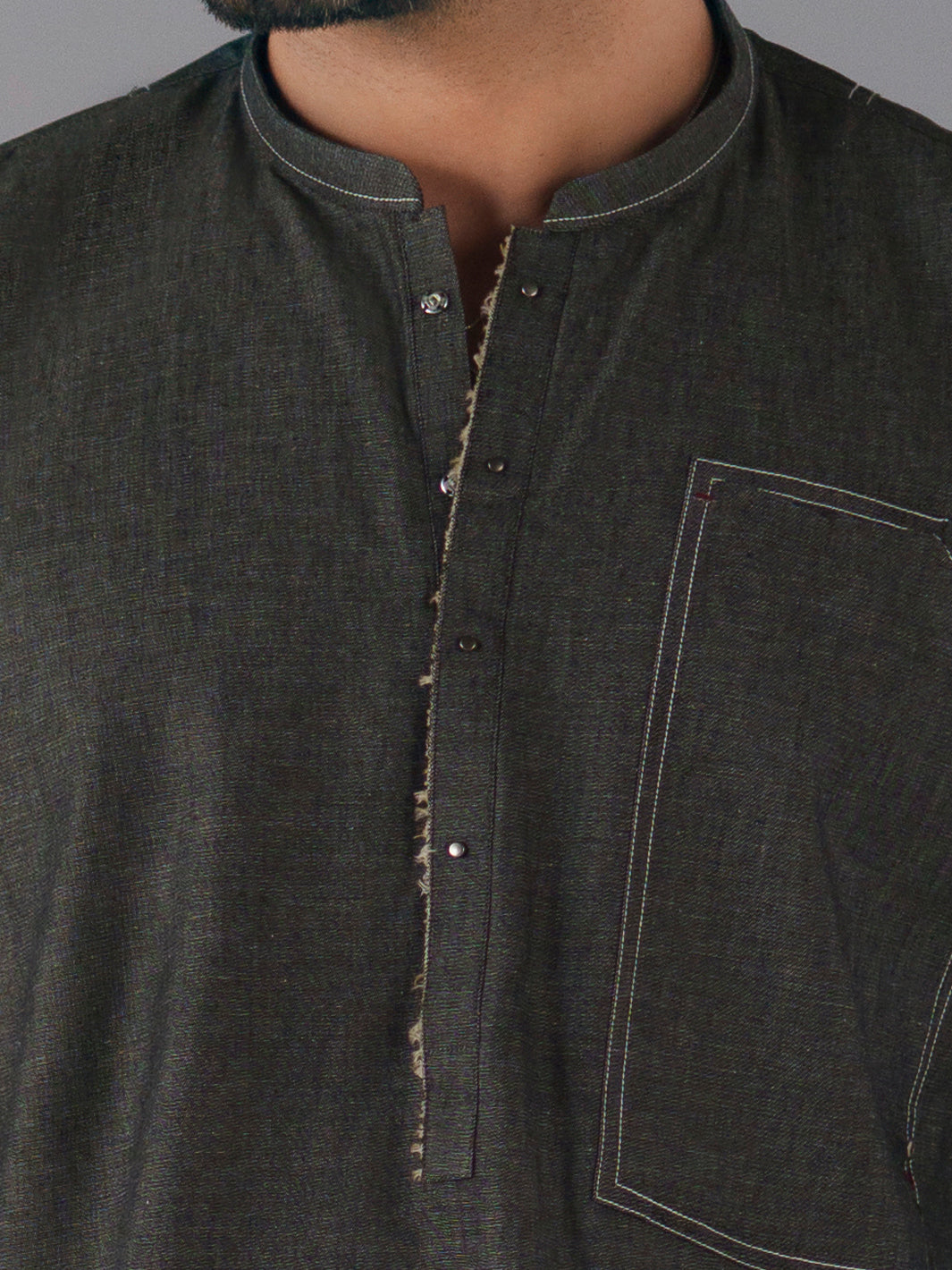 Charcoal Cotton Cut & Sew Kurta Trousers - AL-KT-3423