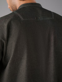 Charcoal Cotton Cut & Sew Kurta Trousers - AL-KT-3423