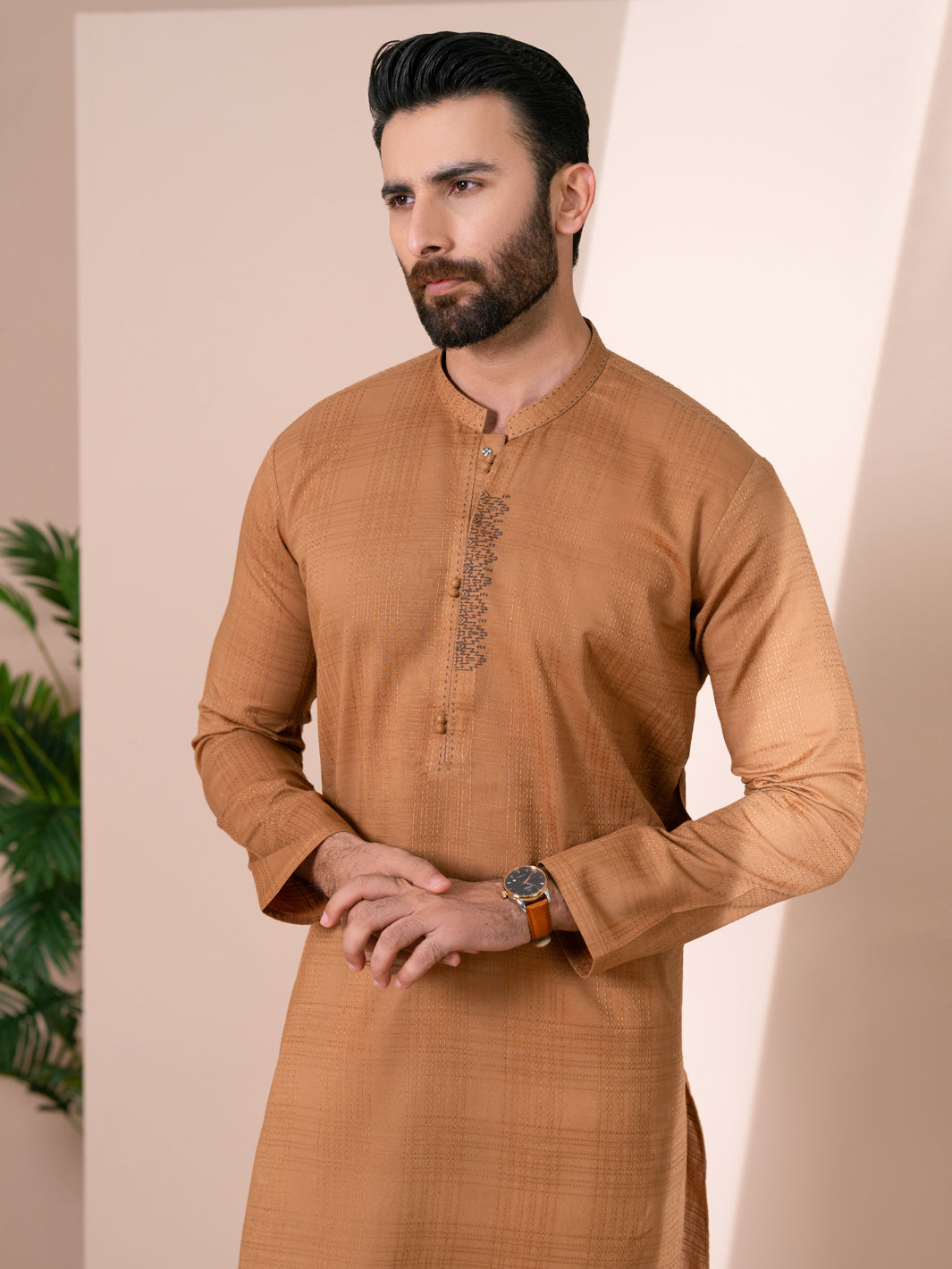 Brown Cotton Kurta Trousers - AL-KT-3481