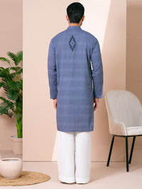 Greyish Blue Cotton Kurta Trousers - AL-KT-3482