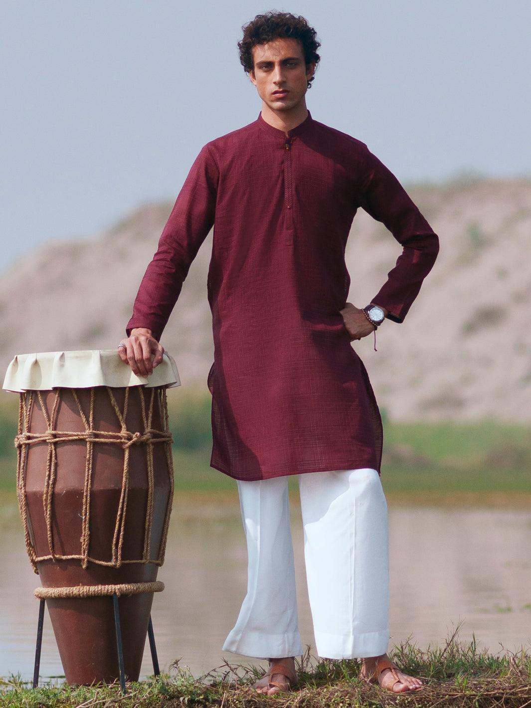 Maroon Cotton Kurta Trousers - AL-KT-3483 Front Main