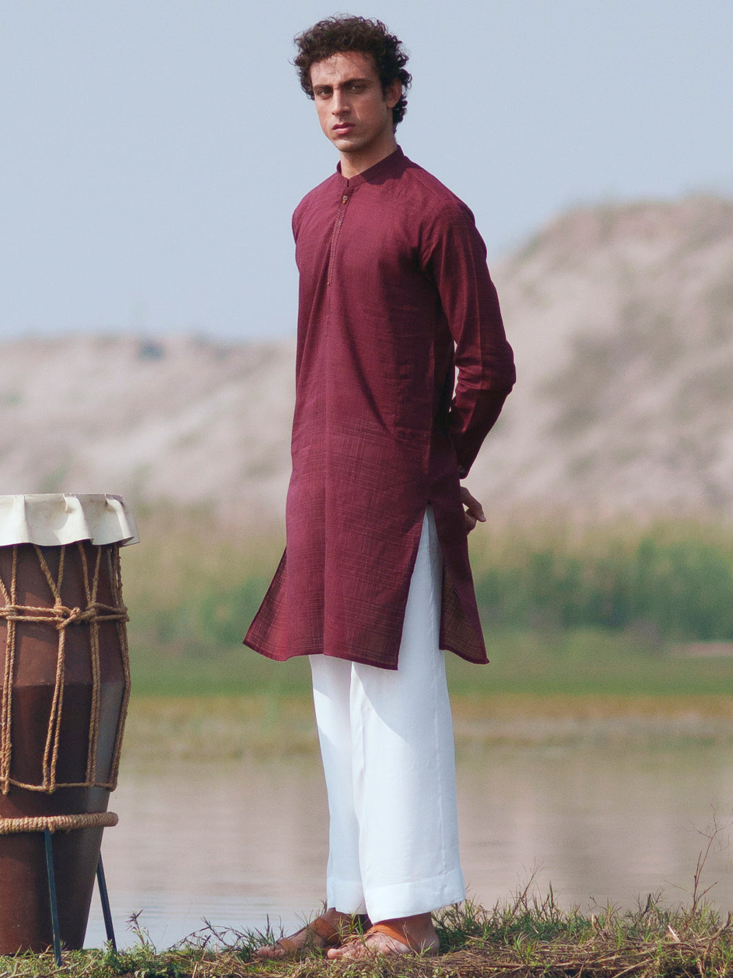 Maroon Cotton Kurta Trousers - AL-KT-3483