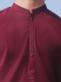Maroon Cotton Kurta Trousers - AL-KT-3483
