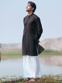 Black Cotton Kurta Trousers - AL-KT-3484