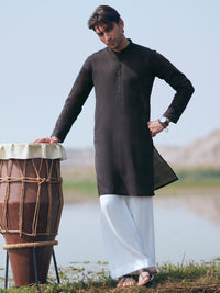 Black Cotton Kurta Trousers - AL-KT-3484
