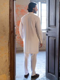 White Cut & Sew Kurta Trousers - AL-KT-3501