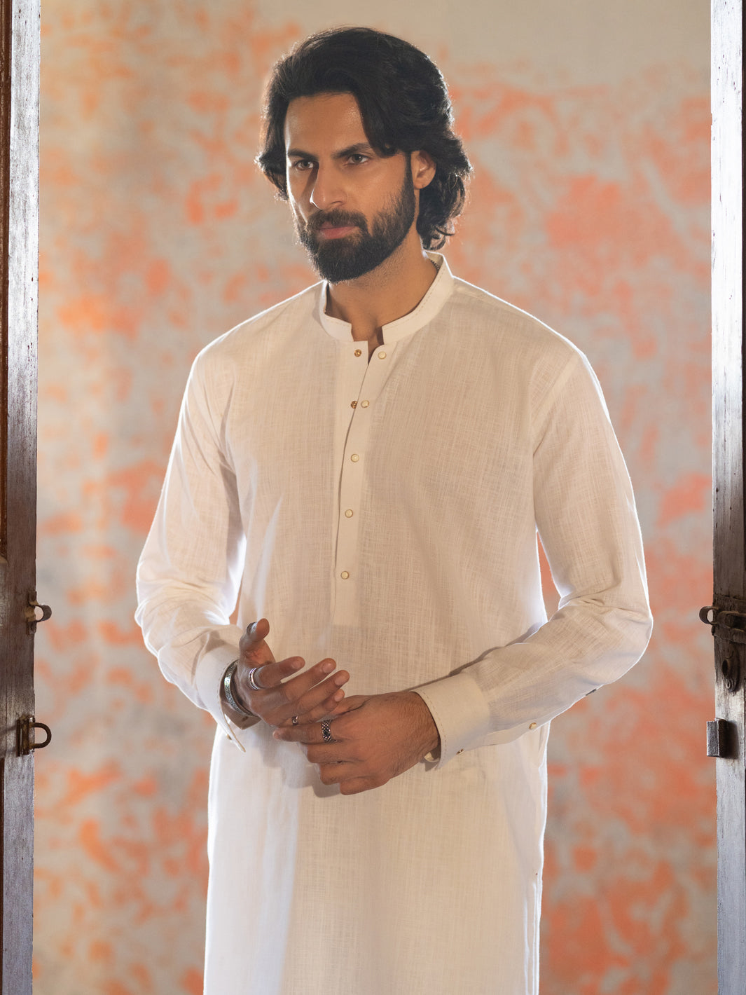 White Cut & Sew Kurta Trousers - AL-KT-3501