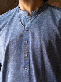 Ice Blue Cut & Sew Kurta Trousers - AL-KT-3502