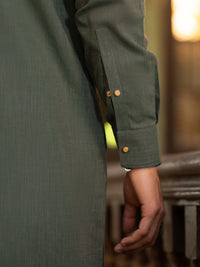 Olive Green Cut & Sew Kurta Trousers - AL-KT-3503