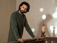 Olive Green Cut & Sew Kurta Trousers - AL-KT-3503