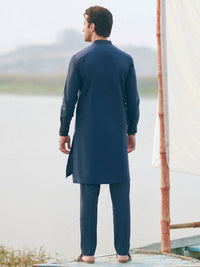 Dark Blue Cut & Sew Kurta Trousers - AL-KT-3505