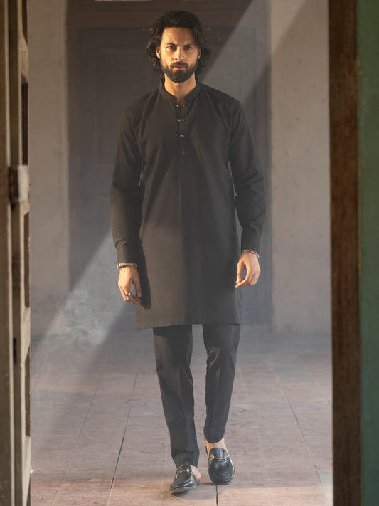 Black Cut & Sew Kurta Trousers - AL-KT-3506