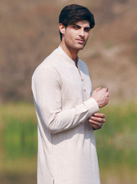 Beige Cut & Sew Kurta Trousers - AL-KT-3507