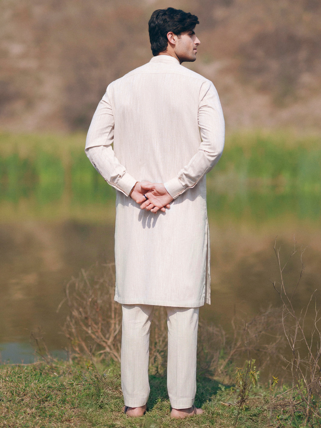 Beige Cut & Sew Kurta Trousers - AL-KT-3507
