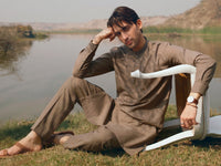 Olive Green Cut & Sew Kurta Trousers - AL-KT-3509