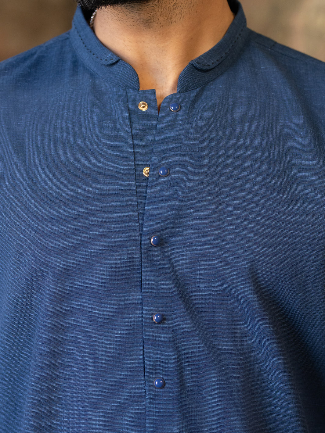 Dark Blue Cut & Sew Kurta Trousers - AL-KT-3510