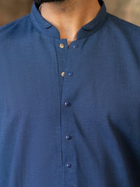 Dark Blue Cut & Sew Kurta Trousers - AL-KT-3510