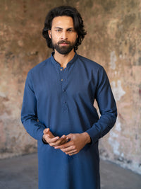 Dark Blue Cut & Sew Kurta Trousers - AL-KT-3510