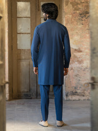 Dark Blue Cut & Sew Kurta Trousers - AL-KT-3510