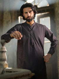 Dark Purple Cut & Sew Kurta Trousers - AL-KT-3511