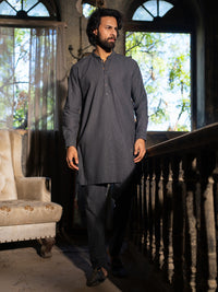 Charcoal Grey Cut & Sew Kurta Trousers - AL-KT-3512