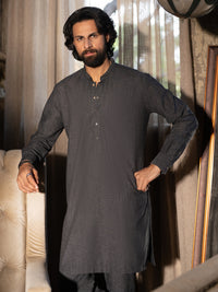 Charcoal Grey Cut & Sew Kurta Trousers - AL-KT-3512