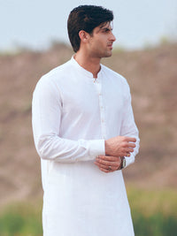 White Cut & Sew Kurta Trousers - AL-KT-3513
