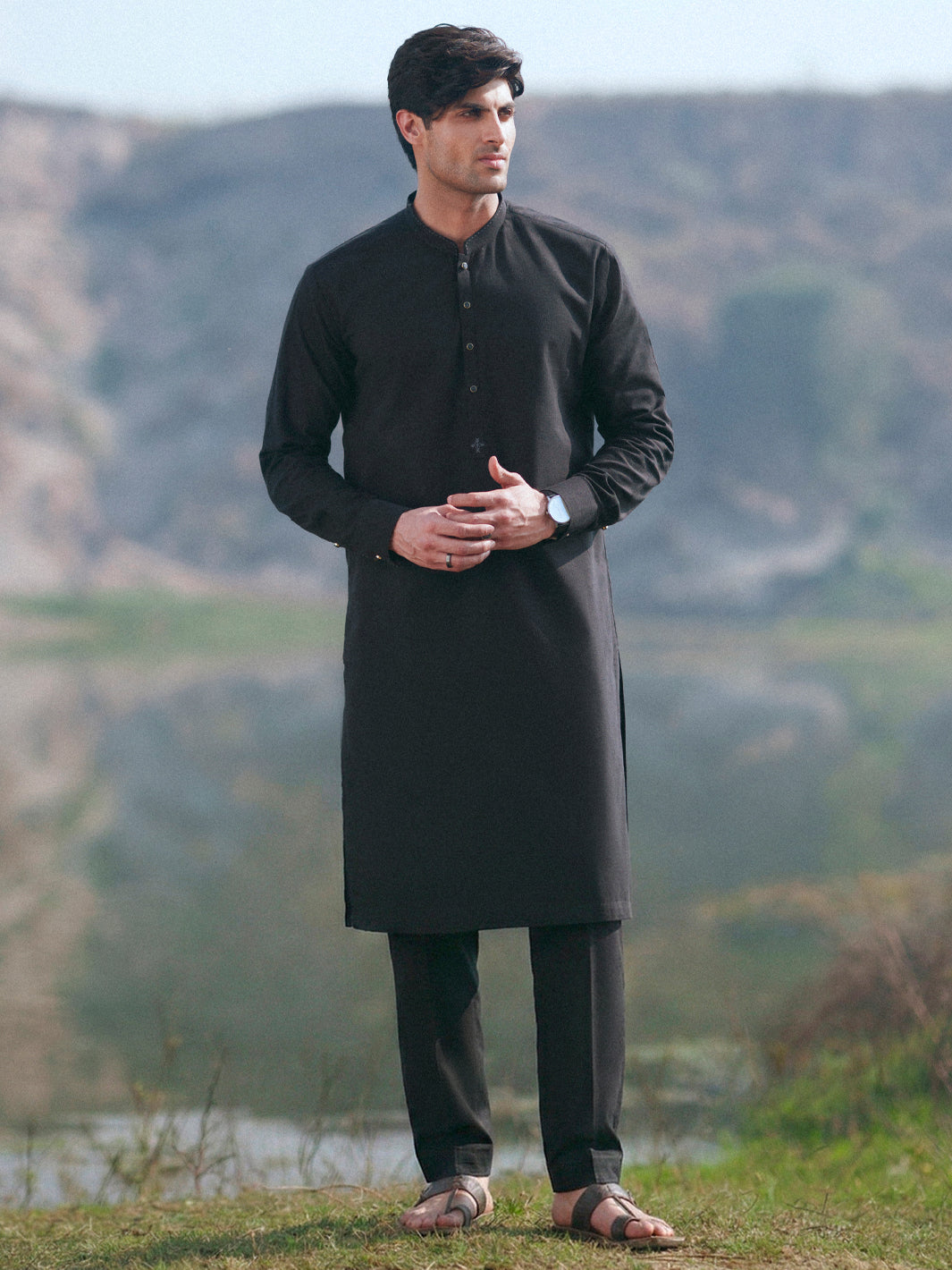 Black Cut & Sew Kurta Trousers  - Men Kurta Trouser | ALMIRAH