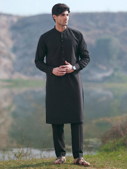 Black Cut & Sew Kurta Trousers - AL-KT-3514