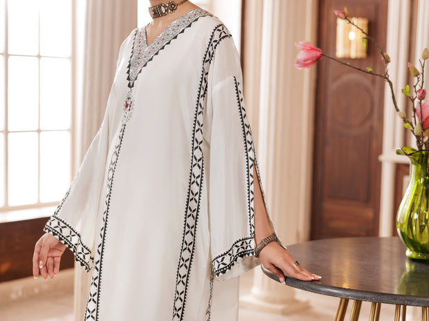 White Mapple Silk Tunic - AL-LK-1003 - Almirah Online