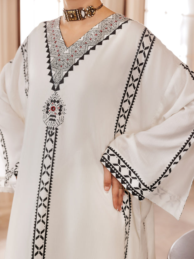 White Mapple Silk Tunic - AL-LK-1003 - Almirah Online