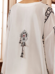 White Mapple Silk Tunic - AL-LK-1003 - Almirah Online