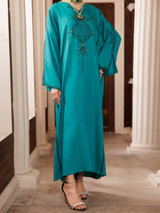 Turquoise Maple Silk Tunic - AL-LK-1007 - Almirah Online