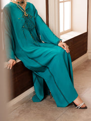 Turquoise Maple Silk Tunic - AL-LK-1007 - Almirah Online