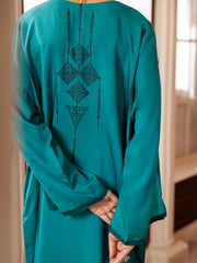 Turquoise Maple Silk Tunic - AL-LK-1007 - Almirah Online