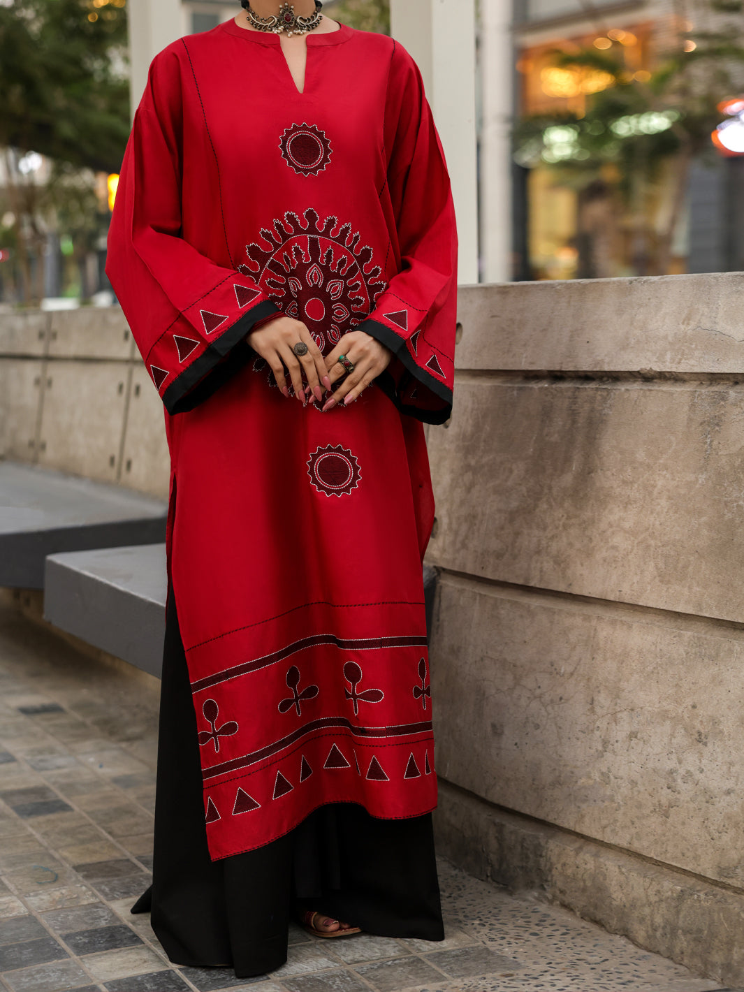 Red Cambric Kurti - AL-LK-1157