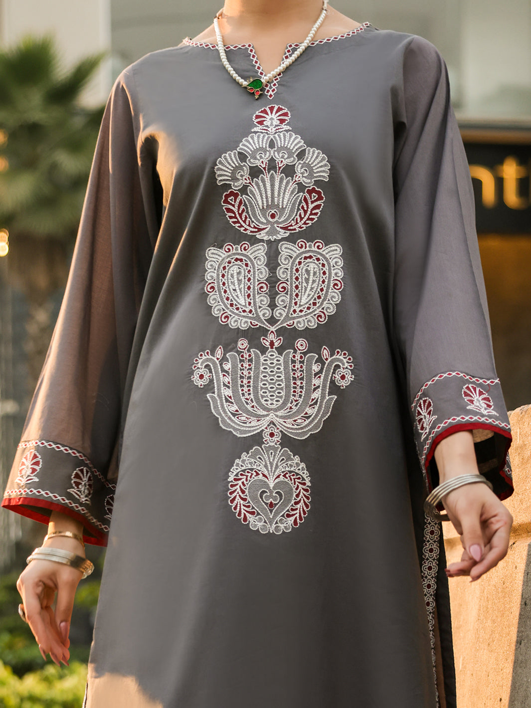 Grey Lawn Kurti - AL-LK-1158